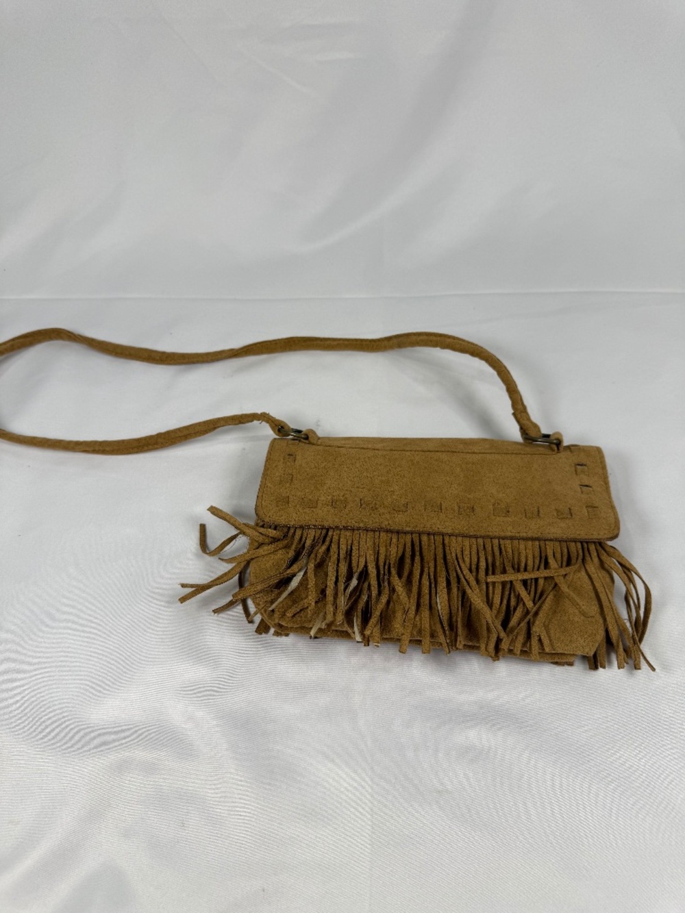 Boho Fringe Crossbody Bag Faux Suede Tan Western Festival Purse